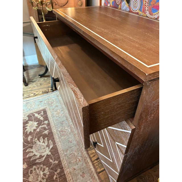 Cerused Wood and Inlaid Geometric Pattern Chest of Drawers For Sale - Image 9 of 13