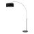92-Inch Mid Century Modern Morelli Floor Lamp, 1960s - Modern Arc Lamp, Black Nickel, Black Marble Base, Linen Shade For Sale