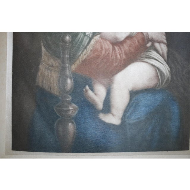 Late 19th C. Antique Silk Print of Madonna Della Seggiola by Raphael in Gold Gilded Wood Frame For Sale - Image 10 of 16