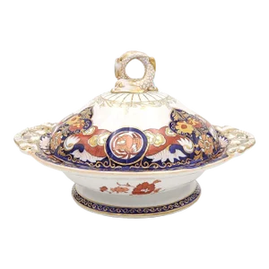 Mason's Ironstone "Fence and Vase" Covered Vegetable Dish, England Circa 1830s. Two Available.
