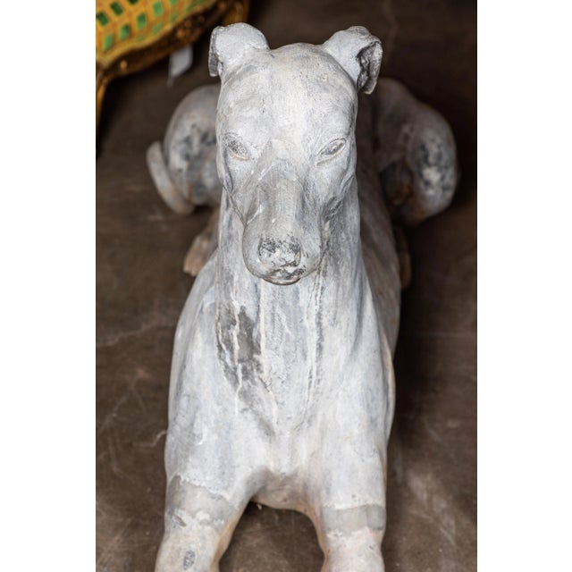 Gray Life-Sized, Early 1900s, Recumbent Hounds - A Pair For Sale - Image 8 of 10