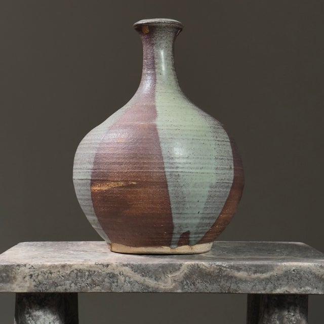 Mid-Century Modern Vintage Mid Century Modern Danish Style Short Neck Vase, Signed For Sale - Image 3 of 8