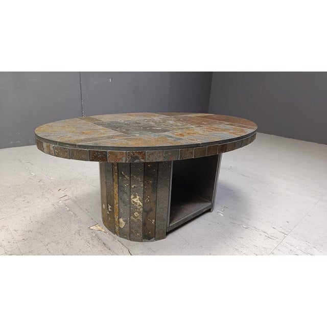 Beige Vintage Brutalist Oval Coffee Table, 1970s For Sale - Image 8 of 11