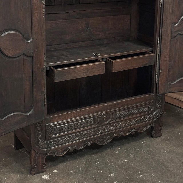 18th Century Country French Normandy Carved Oak Armoire For Sale - Image 18 of 18
