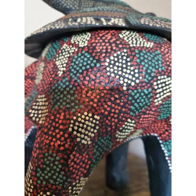 Vintage Balinese Batik Folk Art Zoomorphic Elephant Figure Box For Sale - Image 9 of 11