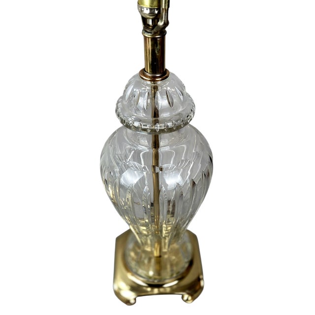 Early 20th Century Attributed 1920s European Cut Crystal and Brass Urn Table Lamps – A Pair For Sale - Image 5 of 12