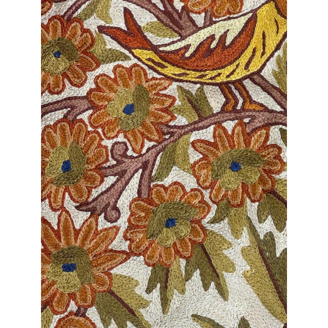 Vintage Indian Silk Embroidered Tapestry or Rug, 1990s For Sale - Image 9 of 18
