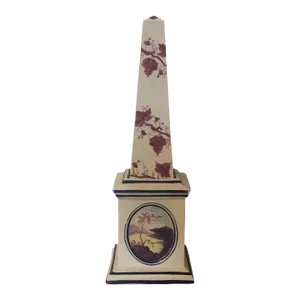 Antique Early 19th Century English Porcelain Obelisk Decorated with Vine and Bouquets by Chetham and Woolley