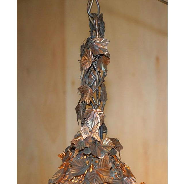 Italian Copper Floral Hanging Lantern, 1960s For Sale - Image 4 of 15