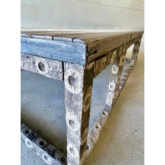 Vintage Rustic Oyster Stick & Wood Plank Coffee Table For Sale - Image 9 of 12