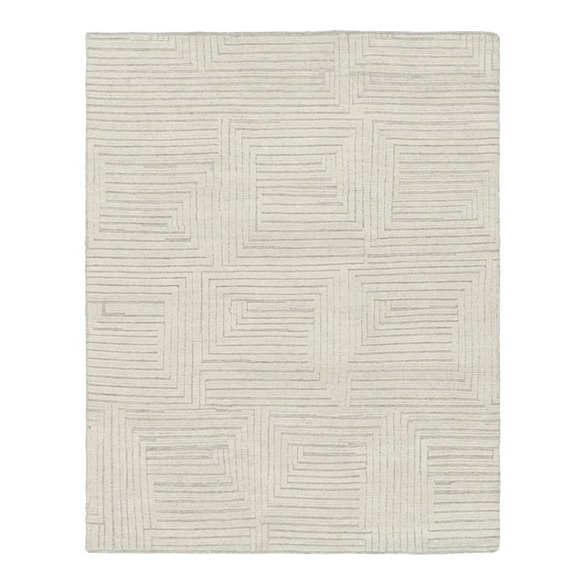 Contemporary Rug & Kilim’s Contemporary Rug in White With High-Low Geometric Patterns For Sale - Image 3 of 7