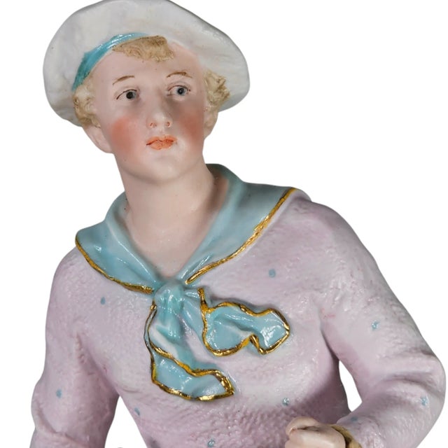 Gebruder Heubach Young Man at a Ship’s Steering Wheel Figurine 11.5" For Sale In San Francisco - Image 6 of 10
