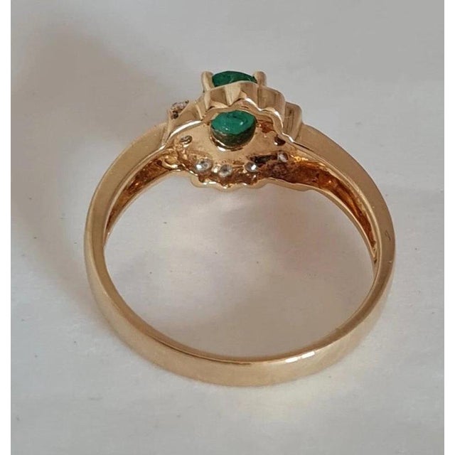 Vintage 18ct Gold Emerald & Diamond Ring, 1970s For Sale - Image 6 of 9