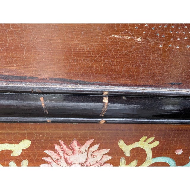 Wood 1940s Chinese Coromandel Four Panel Hand Painted Folding Screen /Partition For Sale - Image 7 of 17