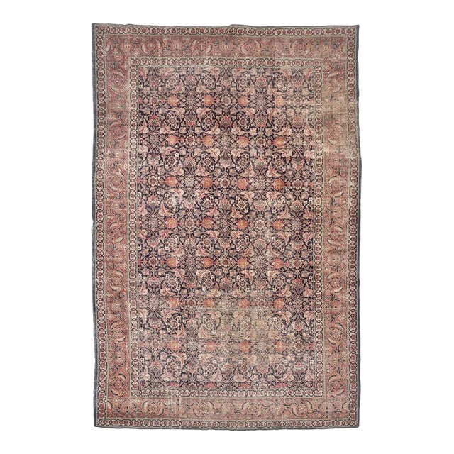 European Sized Antique Water-Garden Tabriz Pistachio Green Rug 7.8 x 12.8 For Sale