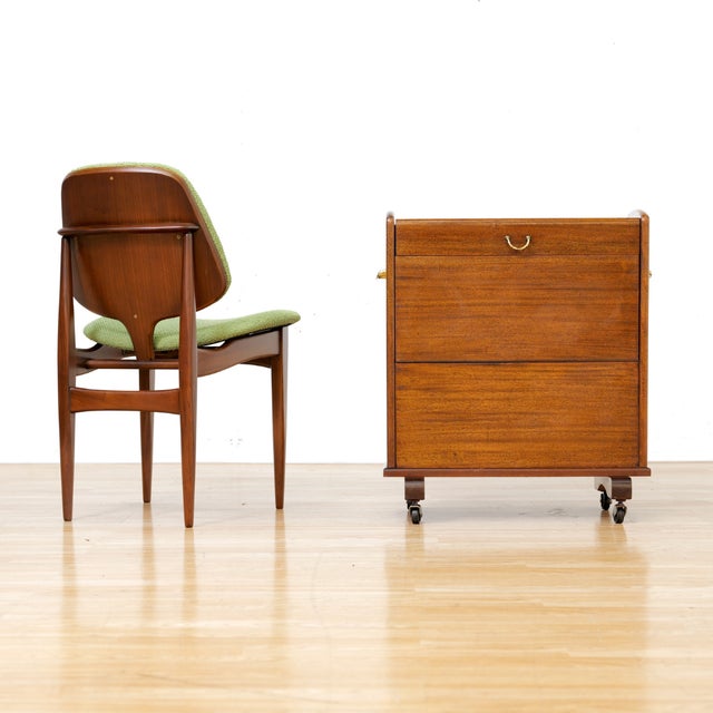 Mid Century Enclosed Portable Bar Cart on Wheels For Sale - Image 4 of 10