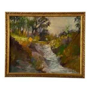Contemporary Original Plein Air Rural Missouri Landscape Oil Painting by Marina Movshina, Framed