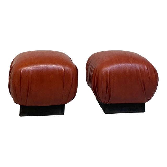 1980s Pair of Pouf Stools / Ottomans / Footstools in the Style of Marge Carson For Sale