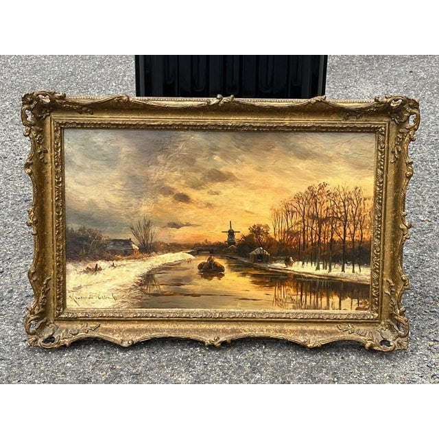 Hendrik Dirk Kruseman Vanelten, Winter Landscape, Painting, Framed For Sale - Image 3 of 11
