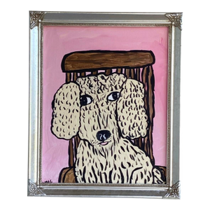 Folk Art Dog Sitting in a Chair Original Contemporary Painting
