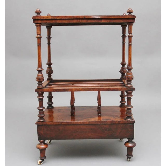 Brown 19th-Century Burr Walnut Canterbury For Sale - Image 8 of 13
