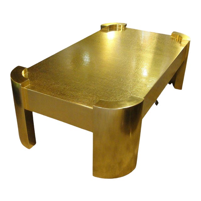 1980s Phyllis Morris 22 Ct Gold Leaf Cocktail Table For Sale