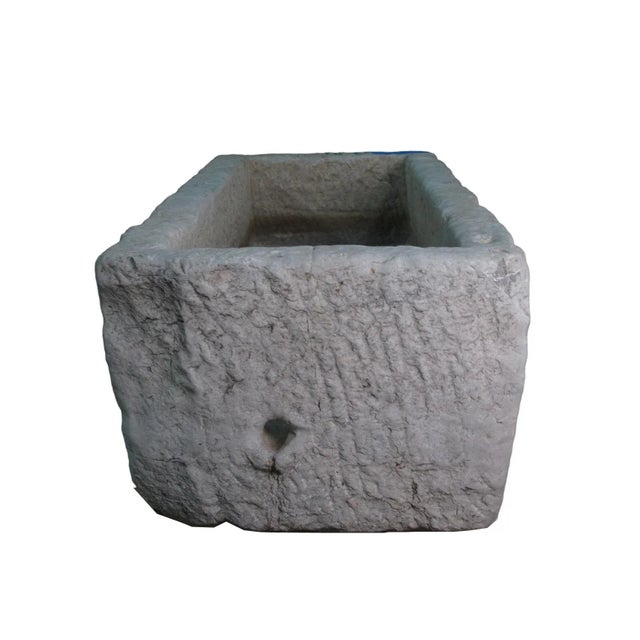 Stone 54" Inch Long Hand Chiseled Stone Trough 21 For Sale - Image 7 of 8