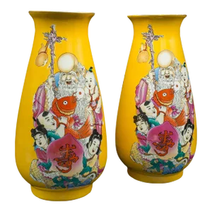 1940s Pair of Vintage Ceramic Character Vases
