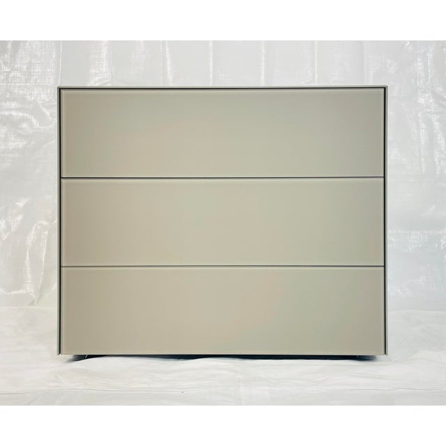 Elegant Italian modern three-drawer nightstand designed and manufactured by Glas Italia, one of Italy’s most respected...