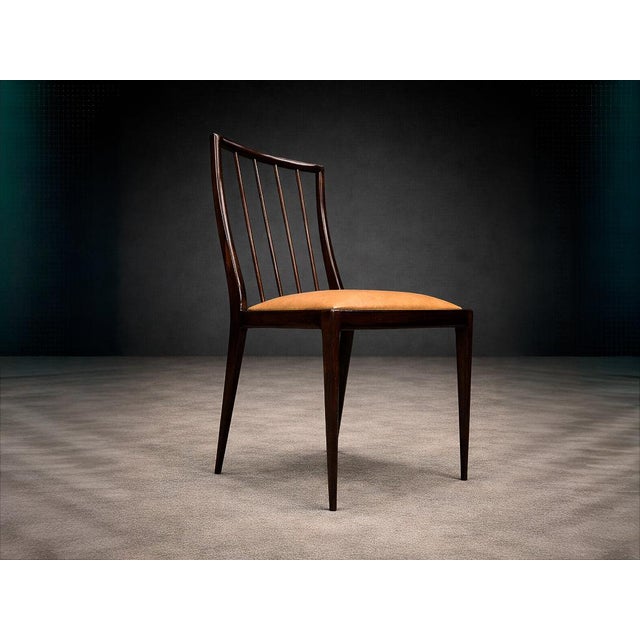 Mid-Century Modern Set of Six Brazilian Modern Dining Chairs in Rosewood & Leather by Geraldo De Barros, Unilabor, 1950s For Sale - Image 3 of 14