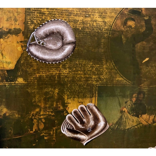 Patrick LoCicero, Abstract Mixed Media Collage Oil Painting Sports, Leather Baseball Mitts For Sale - Image 10 of 13