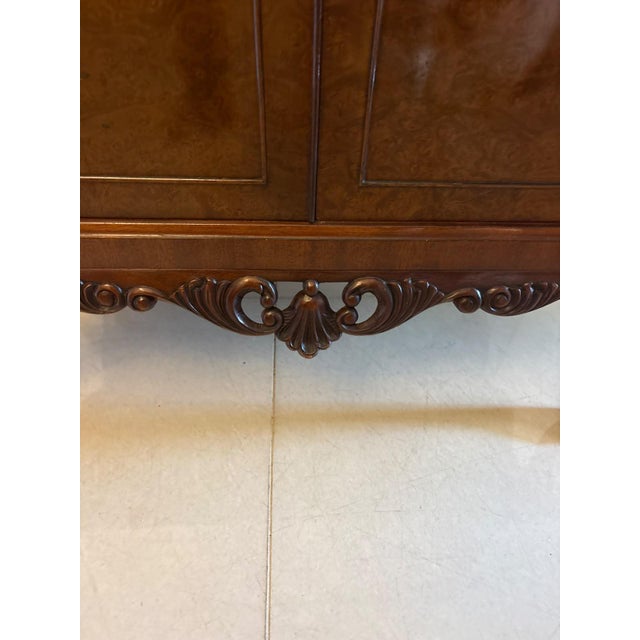 Wood Vintage Burr Walnut Cocktail Drinks Cabinet, 1920 For Sale - Image 7 of 17