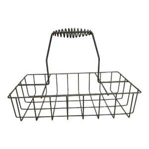Antique Metal Wire Milk Bottle Holder Basket Carrier With Handle