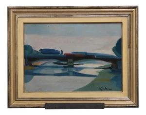 Antonio Vangelli - Ponte Garibaldi, Rome - Original Oil on Canvas - 1941
