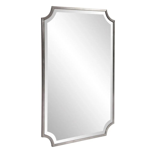 2020s Kenneth Ludwig Chicago Hastings Brushed Titanium Shield Mirror For Sale - Image 5 of 7