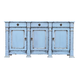 Gustavian Style Hickory White Sullivan Hand Painted Sideboard Credenza For Sale