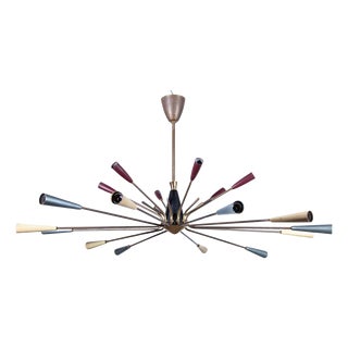 Sputnik Chandelier with 18 Lights Multicolored Cones, 1955 For Sale
