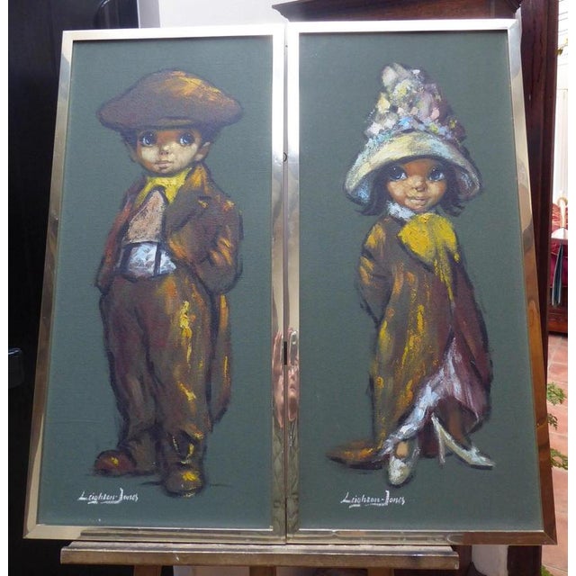 Pair of Large Barry Leighton-Jones Oil Paintings, The Street Urchins, circa 1960s Material: Oil on board and gilt metal...