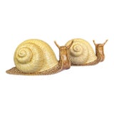 Pair of Oversized Vintage Ceramic Garden Snail Sculptures – Italian Mid-Century Style, 15" For Sale
