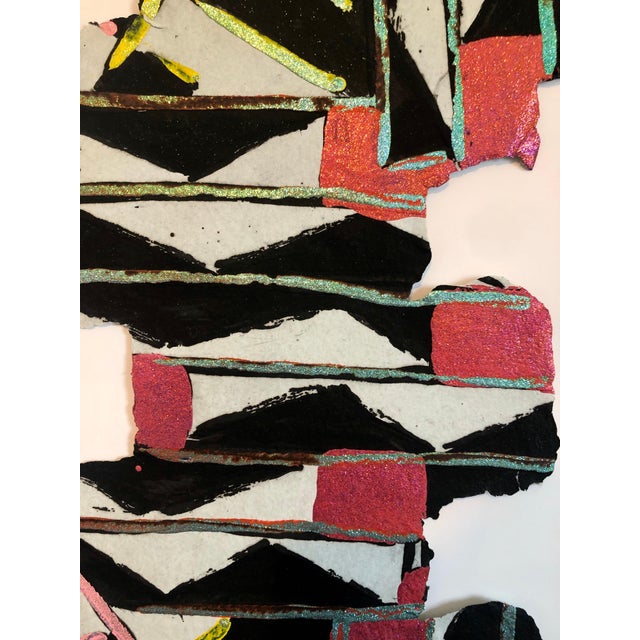 1980s Sandy Kinnee, Abstract Modernist Colorful Mixed Media Art Screen-print Handmade Shaped Paper, c.1980's For Sale - Image 5 of 9