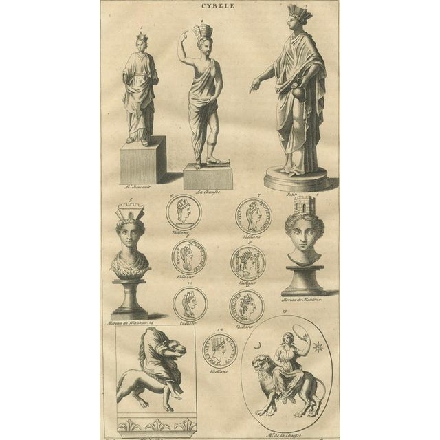 After Bernard de Montfaucon, Cybele, Magna Mater Classical Goddess Statues and Medals, 1721, Engraving For Sale - Image 6 of 9