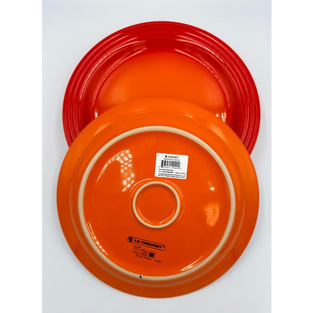 Ceramic Le Creuset Stoneware Vancouver Flame Orange 4pc Dinner Plates Set 10.5" For Sale - Image 7 of 8