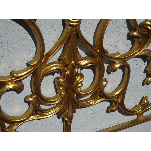 Rococo Style King Size Iron Scrolled Headboard Metallic Gold Italian Headboard For Sale - Image 12 of 13