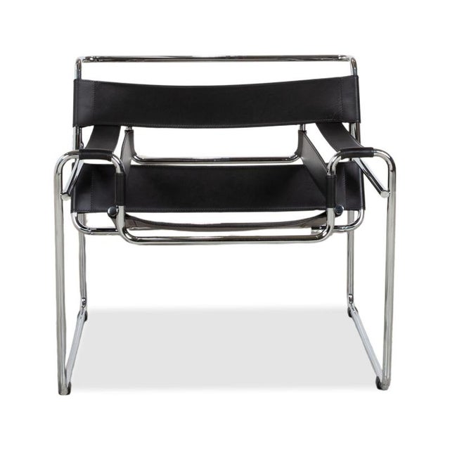 Wassily Chair Leather Armchair Black Chair by Marcel Breuer for Knoll Inc. For Sale - Image 13 of 14
