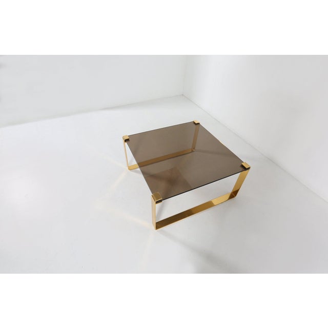 Gold Mid-Century Modern Coffee Table with Gold-Plated Base and Glass Top, 1970s For Sale - Image 8 of 13