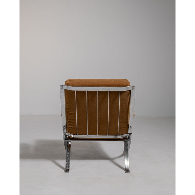 1960-1969 Italy Warm Burnt Orange Chrome-Frame Lounge Chair For Sale In Greensboro - Image 6 of 11
