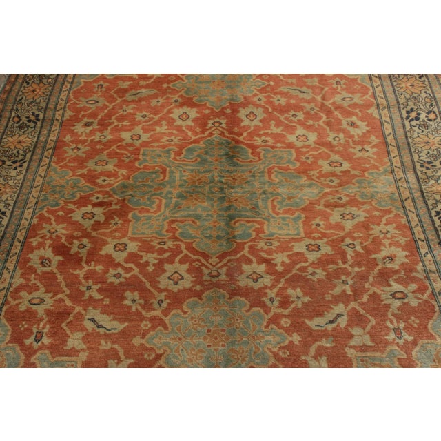 1920s Hand-Knotted Antique Persian Farahan Rug in Red, Blue Medallion Floral Pattern For Sale - Image 5 of 10