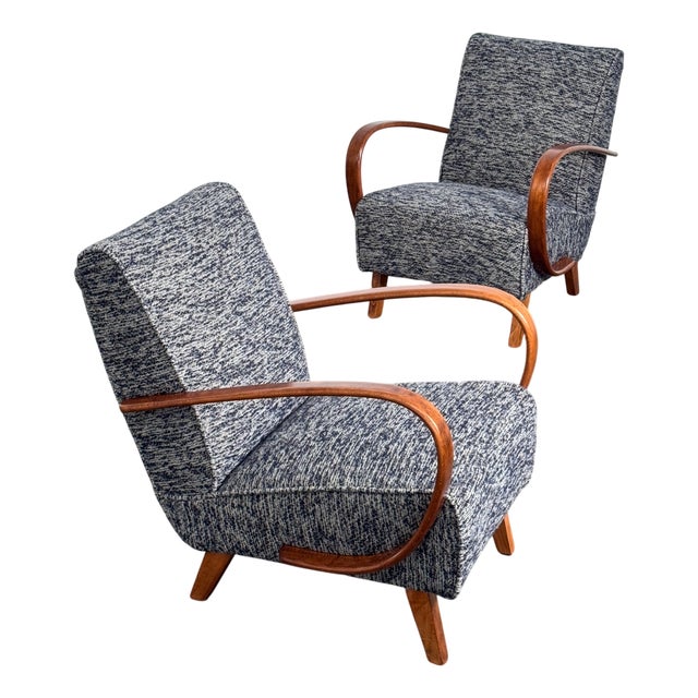 Czechoslovakian Art Deco Type C Armchairs by Jindřich Halabala for Up Závody, 1930s, Set of 2 For Sale