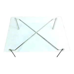 Mid-Century Modern Solid Chrome and Glass-Top Coffee Table style of Kjaerholm