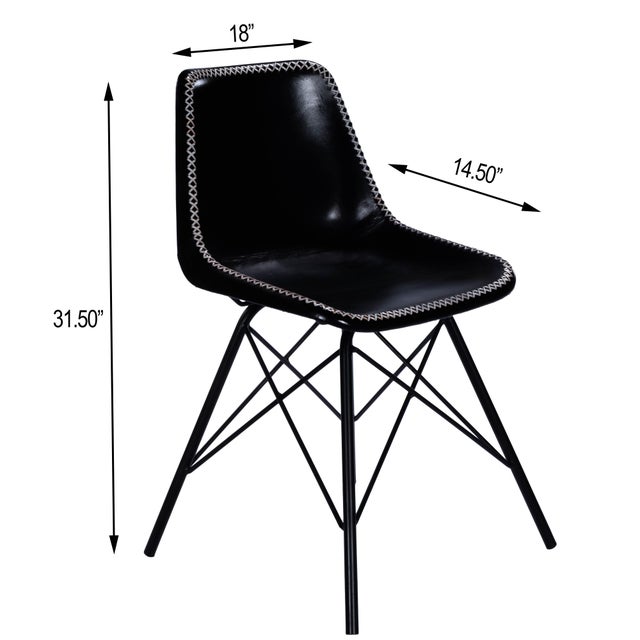 Contemporary Inland Leather Side Chair, Black For Sale - Image 3 of 8